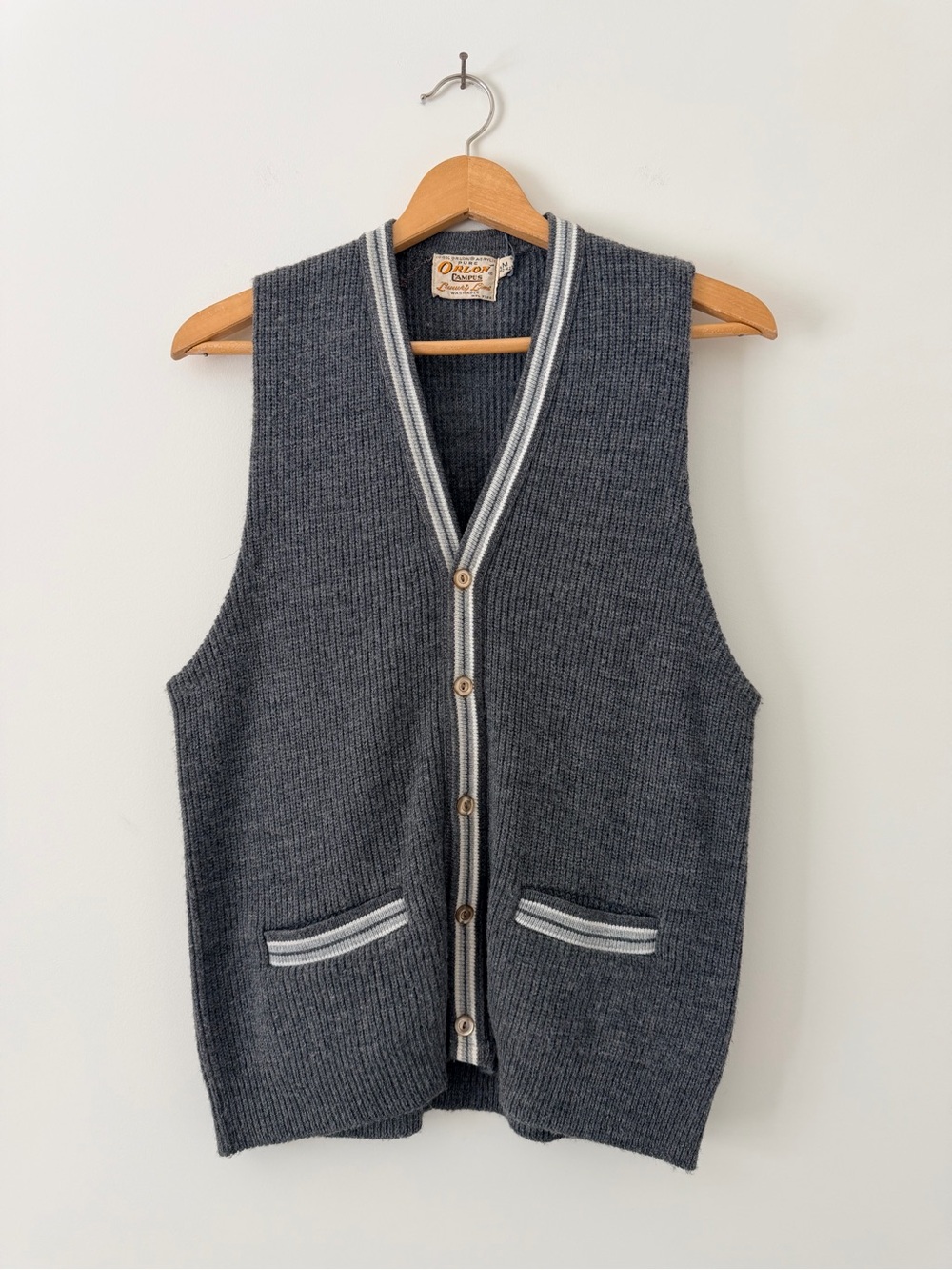 Vintage 1960s Campus Gray Sweater Vest